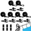 Yousheng Pool Cover Reel Attachment Kit Universal Pool Solar Cover Straps Clips Adjustable Solar Blanket Fastening Kit with Straps Clips Fasteners