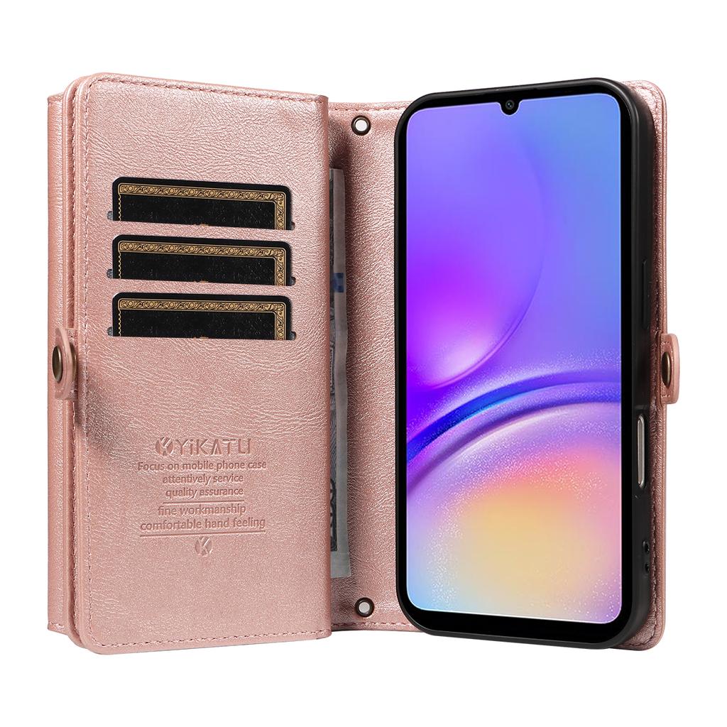 For Samsung Galaxy A06 4G/Galaxy A06 5G/Galaxy A07 4G Case YIKATU YK-008 Zipper Wallet Leather Phone Cover with Shoulder Strap