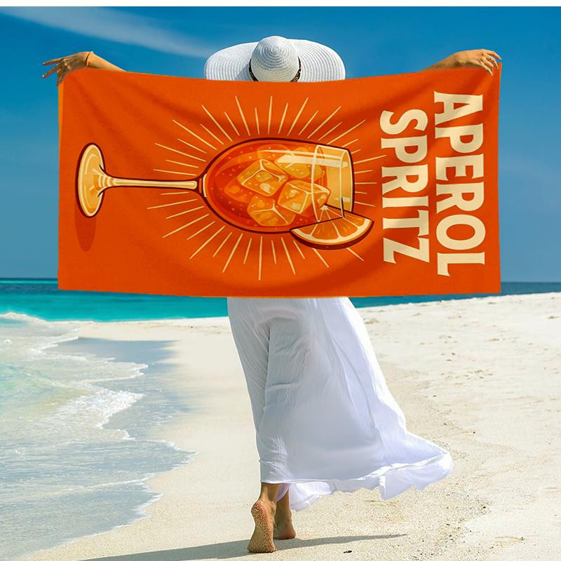 Aperol Spritz Fashion Beach Towel: Ideal for Summer Adventures, Soft, absorbent and quick drying, suitable for swimming and bathing