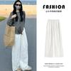 White Cotton and Linen Wide-leg Pants Women's New Summer Drape Casual Straight Small Old Money Style Linen Pants