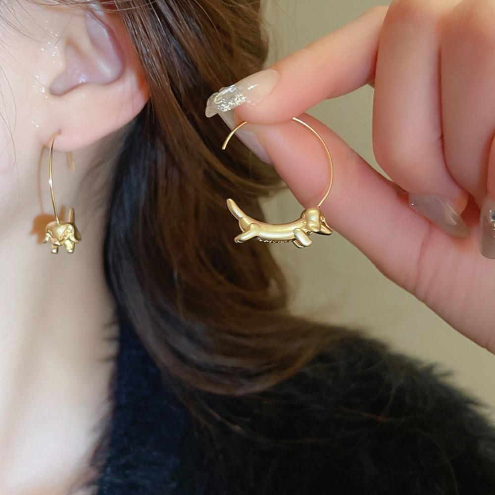 Unique Sausage Dog Earrings Circular Women's Ear Jewelry Dachshund Hoop Earrings  Dachshund Lovers