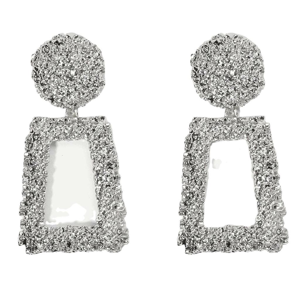 Модные знаменитые трапециевидные геометрические металлические серьги-гвоздики для тяжелой промышленности, серьги с тиснением в виде цветка для женщин