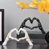 Skeleton Heart Hands Figurine Resin Love Gesture Statue Gothic Heart Shape Skeleton Hands Ornament for Home Halloween Desktop Decor
