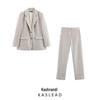 2025 Spring Women's European & American Style Padded Shoulder Suit Jacket with Straight-Leg Pants