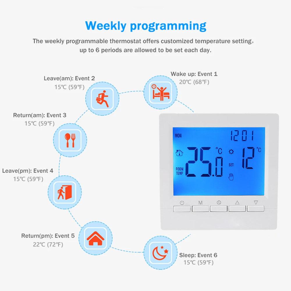 Цифровой умный термостат программируемый регулятор температуры для газового котла ручной контроллер батарейный термостат с защитой от детей