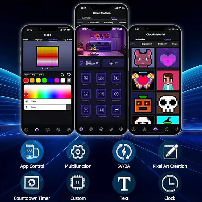 Умный светодиодный матричный пиксельный дисплей RGB DIY граффити Bluetooth управление приложением художественный дисплей для декора игровой комнаты крутая анимационная рамка