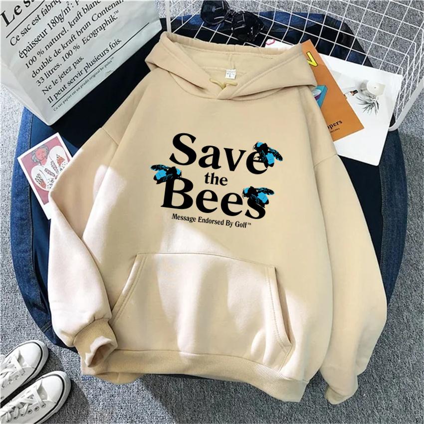 Hip Hop Cartoon Save The Bee Print Women's Hoodie Fashion Women's Hooded Pullover Women Y2k Women's Sweatshirt Clothing Y2K Top