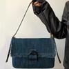 Джинсовые сумки кроссбоди с квадратным клапаном для женщин Новые тренды Однотонные кошельки и сумочки Наплечная сумка-мессенджер Большая вместимость Сумки-тоут KTY