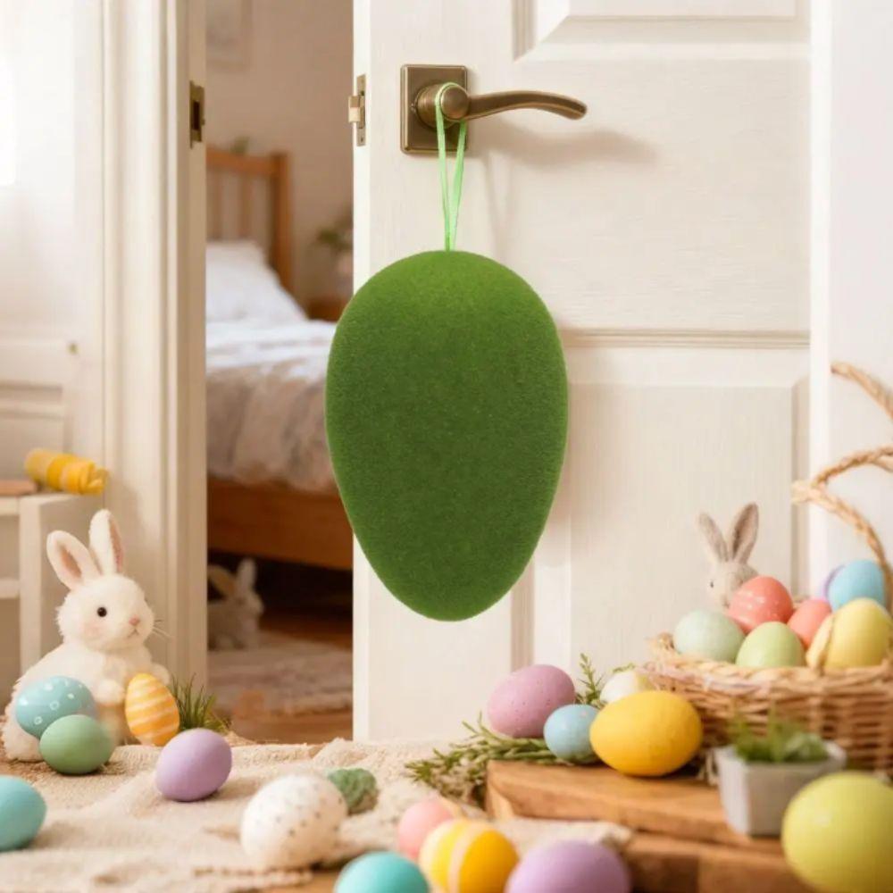 Flocking Design Easter Egg Ornament Colorful Flocking Handmade Craft  Craft Display