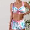 Women's Swimwear Tankini 2 Piece Swimsuit Green Patterned Leaves Print Vacation Bathing Suits