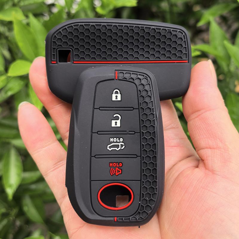 4 Button Silicone Auto Smart Auto Key Fob Cover Case Fit For Toyota Chr Hilux Fortuner Land Cruiser 200 Camry Corolla Crown Rav4 Highland