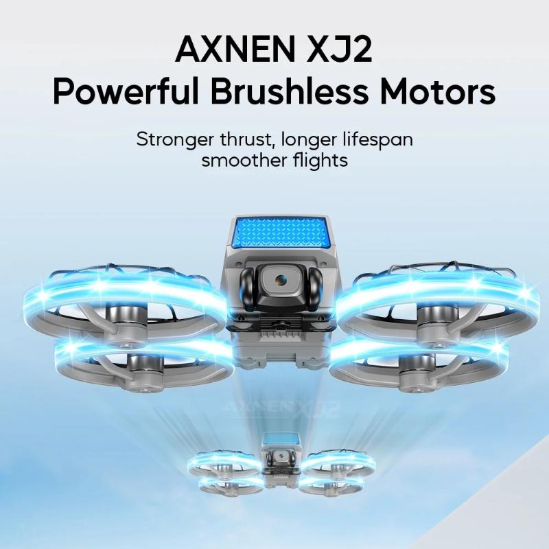 XJ2 Mini Drone 8K Dual HD Camera 5G WIFI Transmission Foldable Brushless RC Quadcopter Full-coverage Protective Cover Remote Control Toy Kid Gift