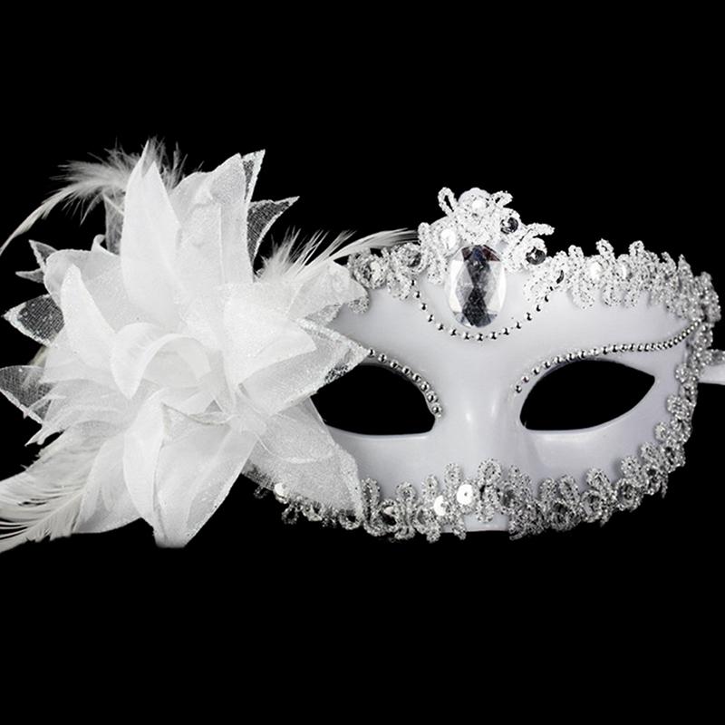 Sexy Diamond Venetian Mask Venice Feather Flower Wedding Carnival Party Performance Purple Costume Sex Lady Mask Masquerade