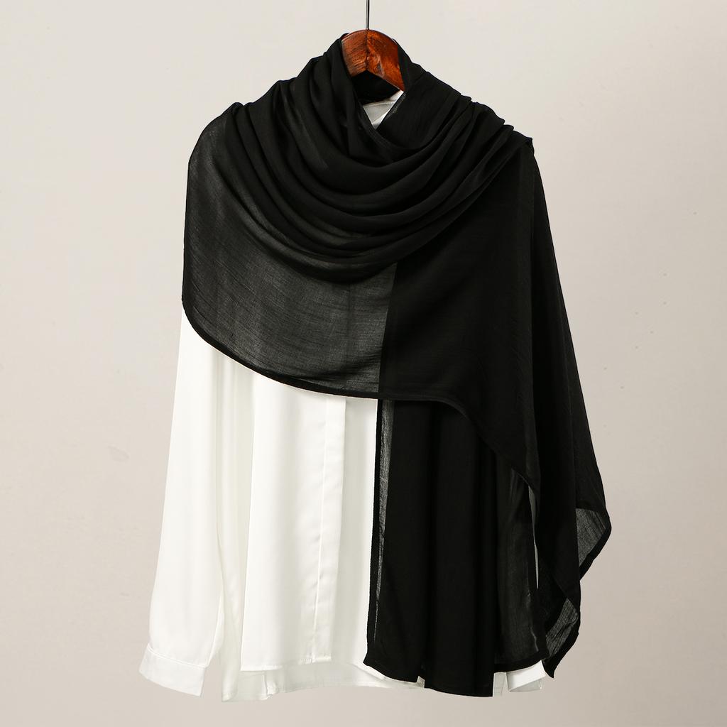 Хлопок Район Модал Хиджаб Шарф Однотонный Головной платок Накидки Большой размер Однотонные Шали Мусульманский Женский Хиджаб Исламский Тюрбан Повязка на голову 190*85см