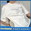 Fashionable and High-end Letter Printed T-shirt 100% Cotton T-shirt Commute Women's Clothing Summer Fashion Casual Crewneck Top
