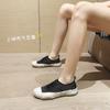 Sheepskin Version~ Satin Niche Shoes Spring and Autumn 2025 Casual Canvas Thick-soled Dissolving Spanish Little White Shoes Women