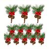 6/10pcs  Artificial Pine Cones and Red Berries - Perfect for Christmas Tree Toppers, Holiday Decorations, and Craft Projects
