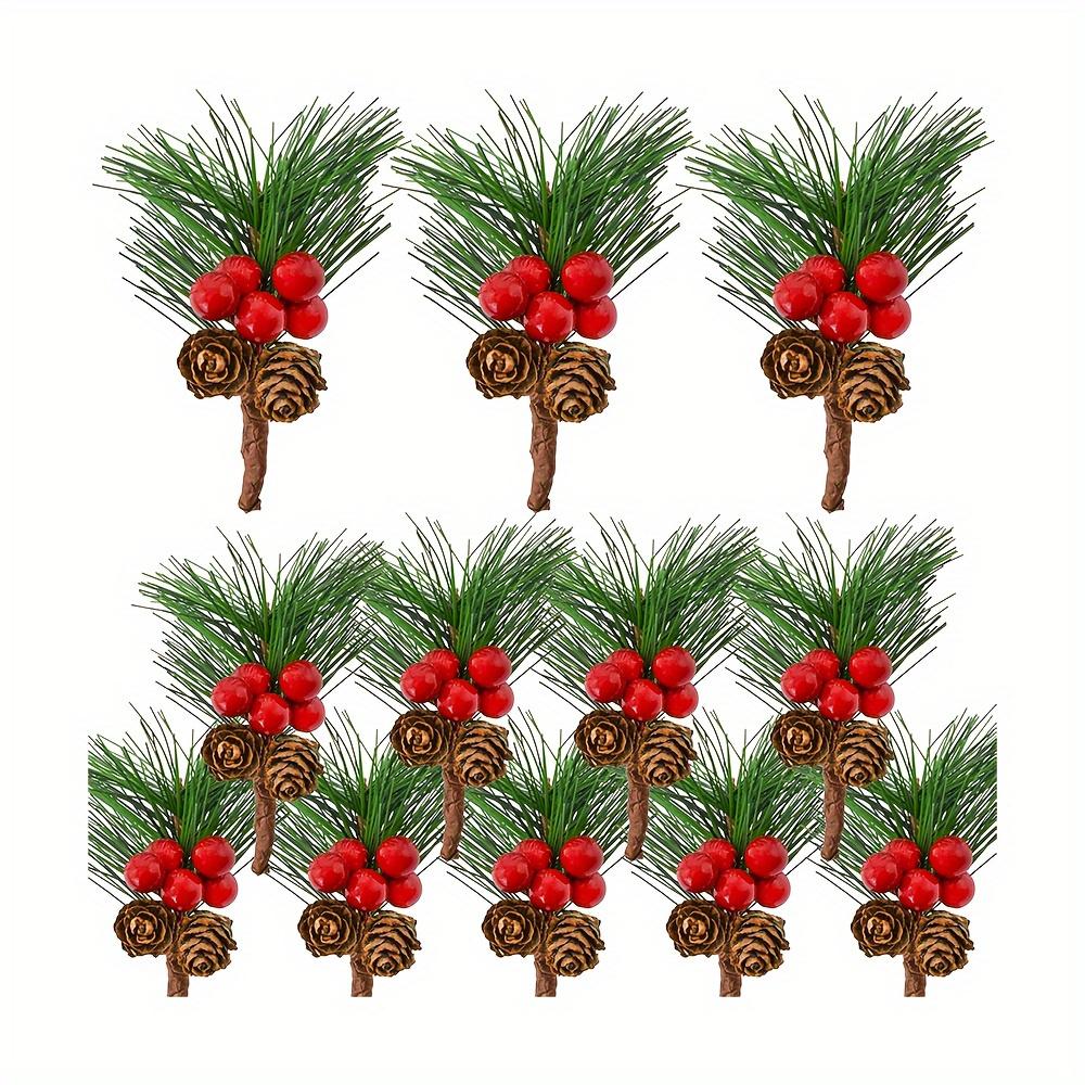 6/10pcs  Artificial Pine Cones and Red Berries - Perfect for Christmas Tree Toppers, Holiday Decorations, and Craft Projects