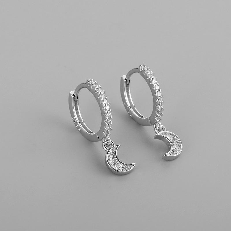 ANENJERY Серьги-кольца Moon CZ для женщин, модные вечерние золотые украшения, подарок