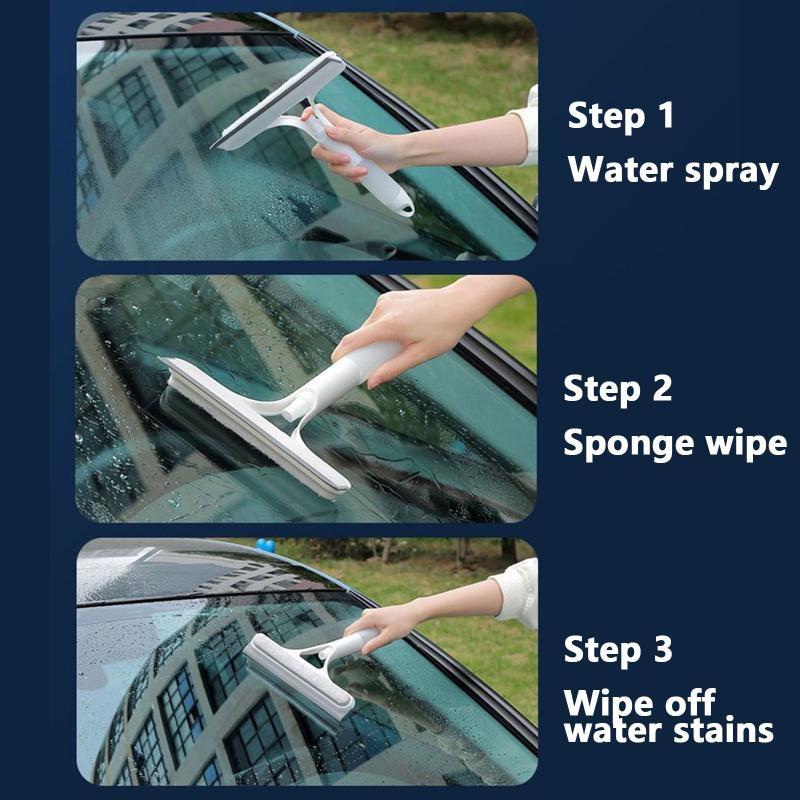 3-в-1 Стеклоочиститель Многофункциональная двусторонняя высокая губка для мытья окон с лейкой для автомобилей Ванная комната Кухня