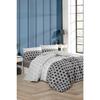 Geometric Anthracite Single Duvet Cover Set With Elastic Sheets