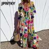 JPNTKY Женские модные летние весенние повседневные платья с V-образным вырезом