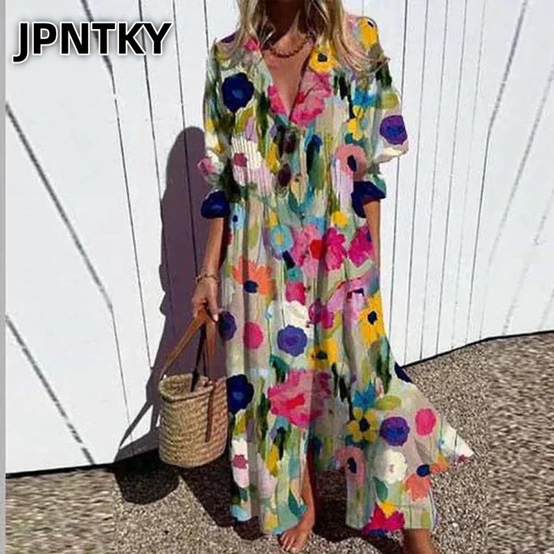 JPNTKY Женские модные летние весенние повседневные платья с V-образным вырезом