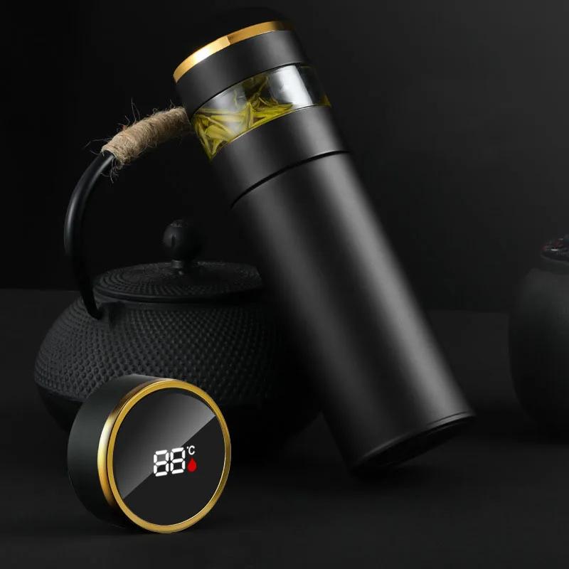 Термос для заварки чая, светодиодный дисплей температуры, 450 мл, изолированная чашка, стакан из нержавеющей стали, термос, дорожная кофейная кружка