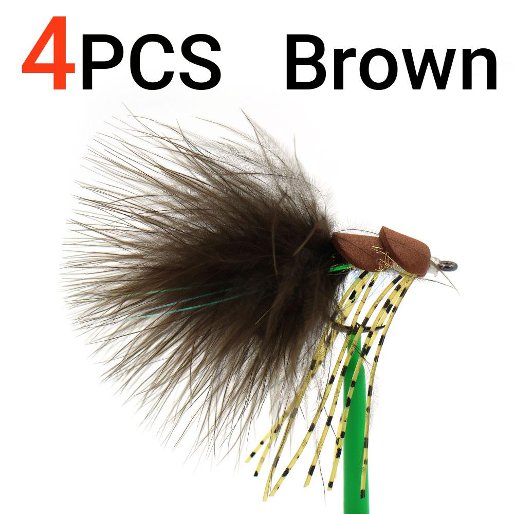 4 шт. Поверхностная приманка Лягушка Муха Без сорняков Окунь Щука Змееголов Рыболовная приманка, Реалистичные резиновые ножки Поверхностный поппер для пресноводной нахлыстовой рыбалки