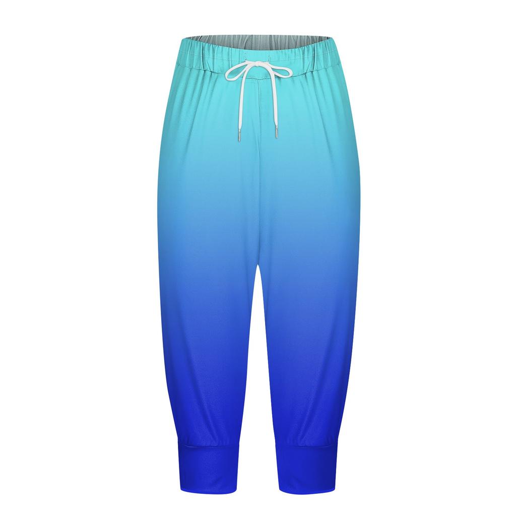 Женские брюки, летние повседневные свободные укороченные брюки с принтом и карманами