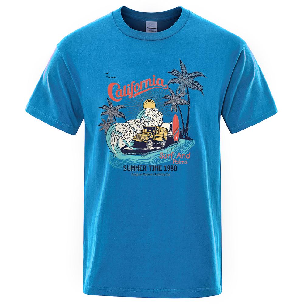 Футболка California Summer Time 1988 с принтом для мужчин и женщин, повседневная, свободная, хлопковая, удобная, мягкая, свободного покроя, мужская футболка большого размера