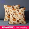 1 Pieces -2D Flat Printing Pumpkin Leaf Coffee Pattern Throw Pillows Polyester Pillowcase Sofa Decorative Cushion Cover