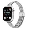 Миланский ремешок для Apple Watch Series 10 9 8 7 SE 6 5 4 3 2 1 42 мм 41 мм 40 мм 38 мм Елочка Нержавеющая сталь Серебристый Ремешок на запястье