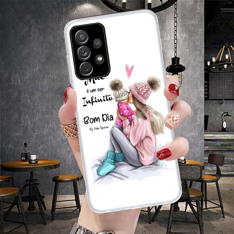 Baby Mom Girls Soft Phone Case For Samsung Galaxy A12 A22 A32 A52 A72 A02S A51 A50S A71 A70 A31 A20S Note 20 Ultra S10 A10S Gala