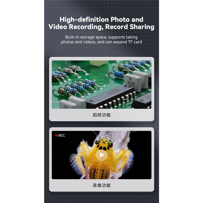 500X Magnification Digital Microscope 2MP Magnifying Glass with 8Light for Electronics Repair Video Coins Microscopio 600mAh