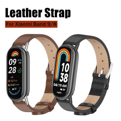 Кожаный ремешок для браслета Xiaomi Mi Band 9 / 8, сменный браслет Miband 8 9 NFC Correa, умные ремешки на запястье
