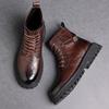 Italian Brand Retro Brown Men's High Top Workwear Shoes Thick Soled Wear-resistant Men's Oxford Shoes Winter Ankle Boots