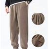 Мужские повседневные брюки из плотного бархата с завязками на щиколотках, сохраняющие тепло, зимние спортивные мешковатые брюки с завязками на щиколотках, мужские модные спортивные брюки