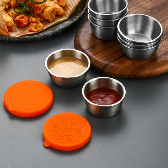 Чашка для соуса из нержавеющей стали 304 с силиконовой крышкой, герметичная, легко чистящаяся, экологичный шейкер для коктейлей, 40 мл