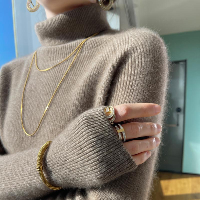 Women's Cashmere Sweater Thickened Qinghe Cashmere 30% Cashmere 70% Wool Women's Autumn and Winter Cashmere Pullover Soft and Warm