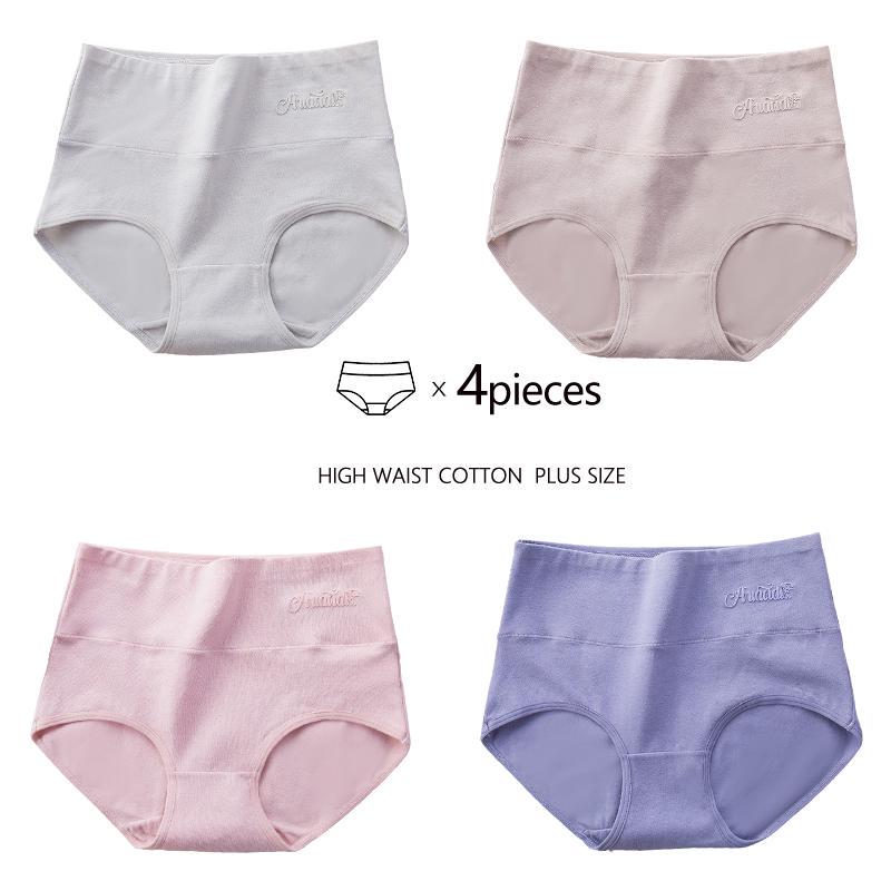 Плюс размер M-5XL Трусики с высокой талией Женское дышащее хлопковое нижнее белье Трусы с принтом Женское нижнее белье