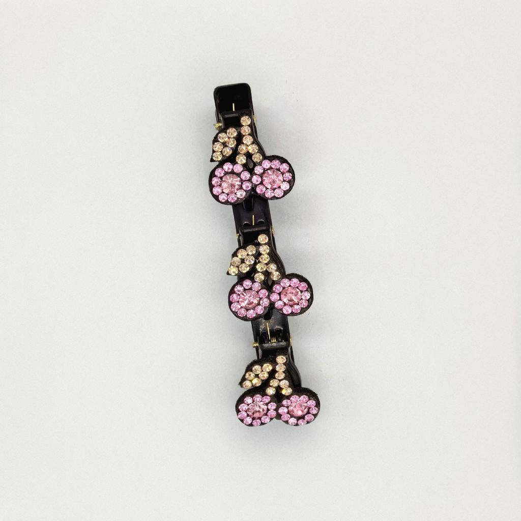 Плетеная шпилька для волос Cherry Rhinestone - корейский стиль, элегантная универсальная боковая заколка для челки 