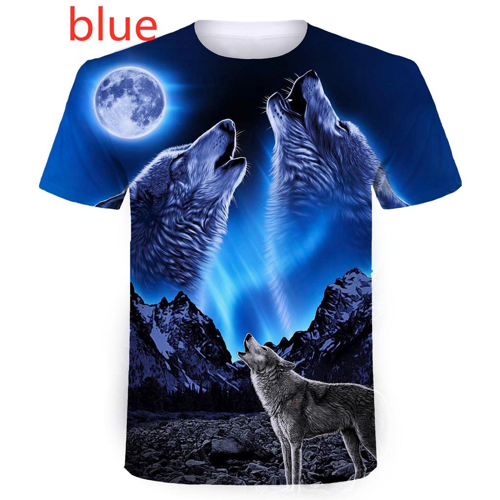 Мужская/женская футболка с крутым принтом и графическим принтом, большие размеры, летние модные футболки с короткими рукавами и 3D принтом волка