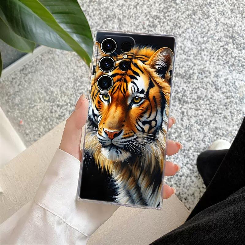 Прозрачный чехол с тиграми для Samsung Galaxy S26 S25 S24 S23 Ultra S20 S21 FE S22 Plus S26 Ultra S25FE Мягкий силиконовый чехол для телефона