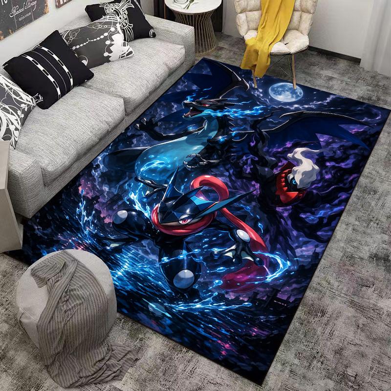 "Dark-Themed Cartoon Characters Carpet with Fantasy Elements Design" Suitable for use as an anti-slip for living room bedroom sofas