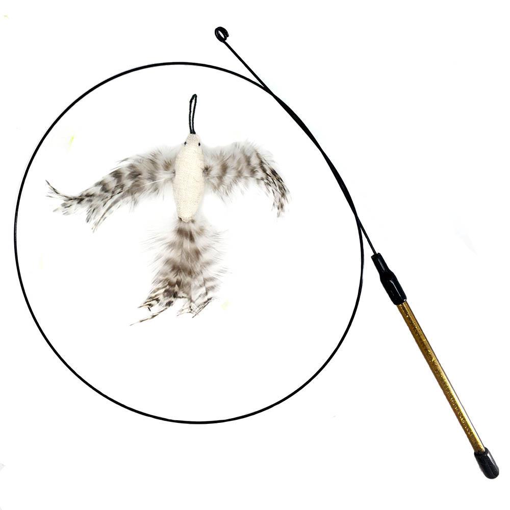 Simulation Bird Interactive Cat Toy Funny Feather Bird With Bell Cat Stick Toys For Kitten Playing Teaser Wand Toy
