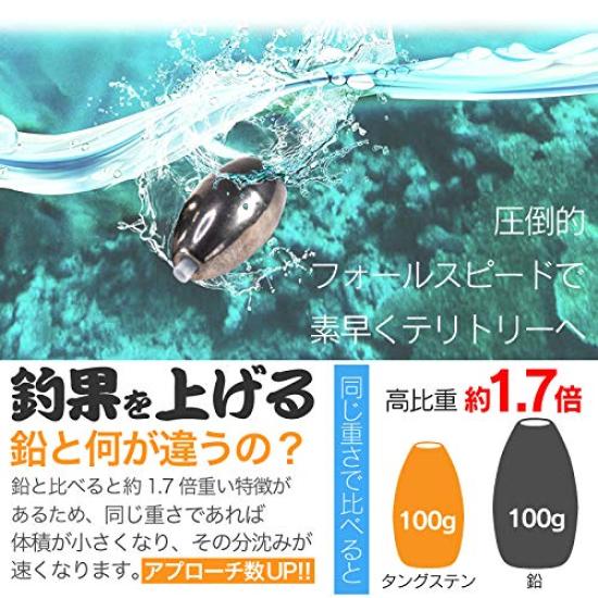 funks Tungsten Bullet Set of TG 2oz Sinkers, 10, Sinkers, 56g,