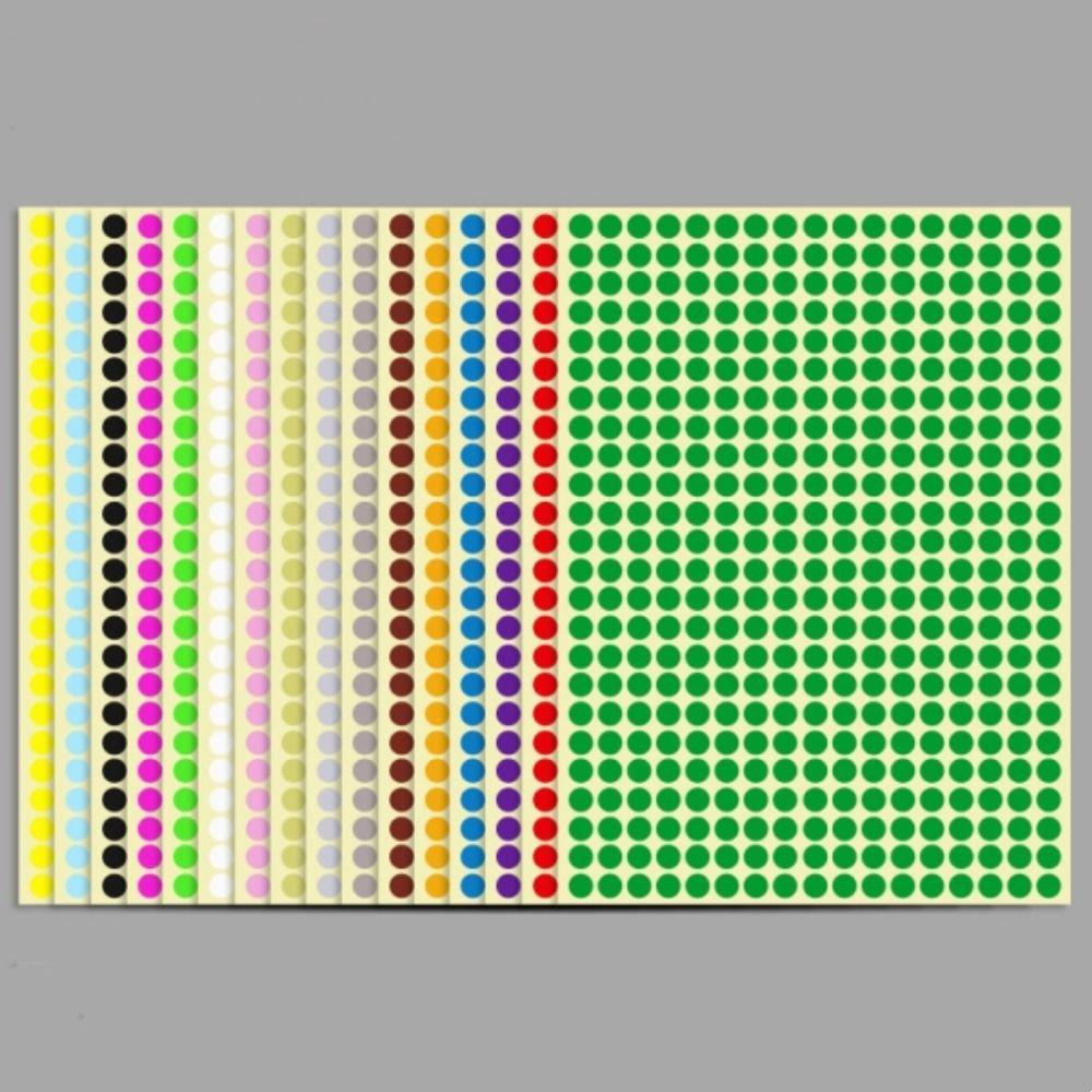 6528PCS Multicolor Circle Dot Stickers 16 Colors Round Coding Office Dot Labels Small Self-adhesive Paper Dot Stickers