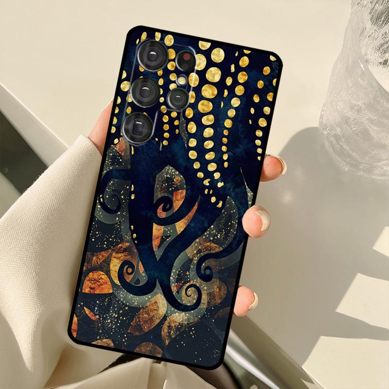 Океанский Чехол с Осьминогом в Эстетичном Стиле Для Samsung Galaxy S25 Ultra S21 S22 S23 S24 Ultra S9 S10 Plus S20 FE S24 FE Задняя Крышка