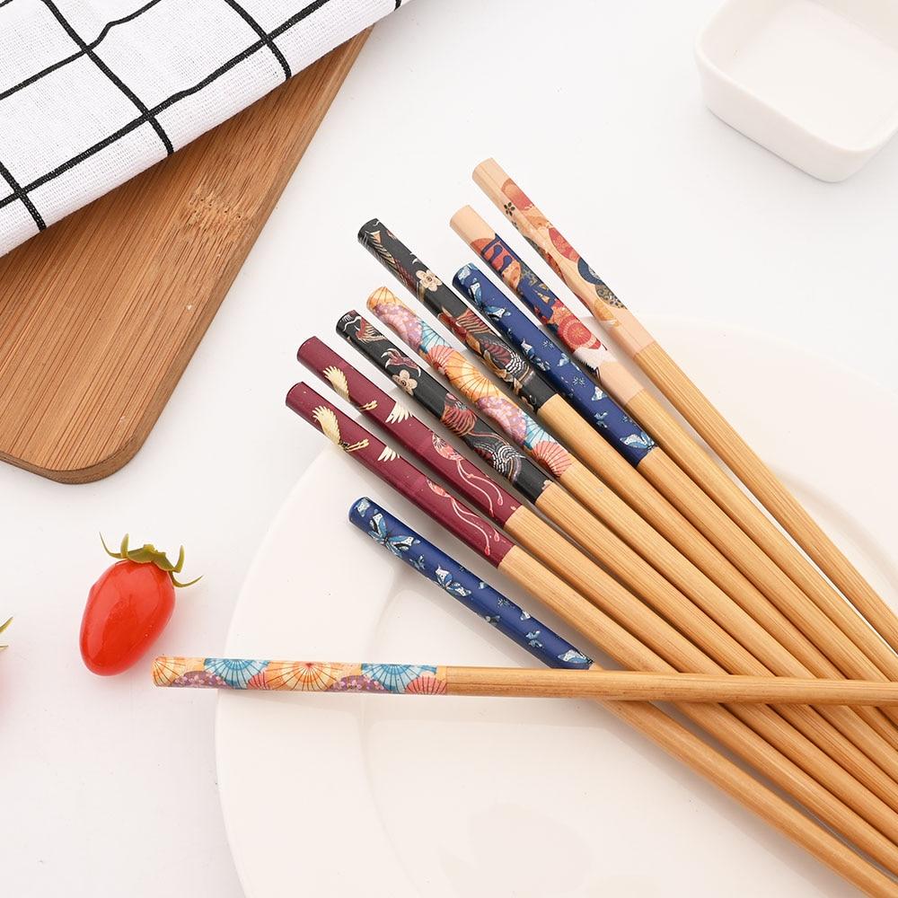 Многоразовые 5 пар натуральных бамбуковых палочек ручной работы в японском стиле, палочки для еды, суши, кухонные инструменты